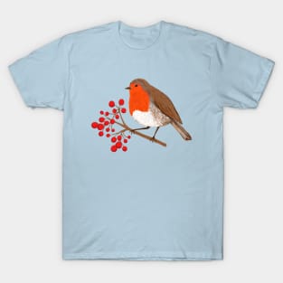 European Robin Winter Bird T-Shirt